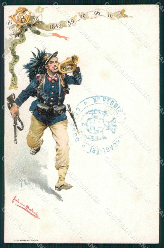 Militari VIII Reggimento Bersaglieri Crimea Cina Africa cartolina XF1479 – fronte