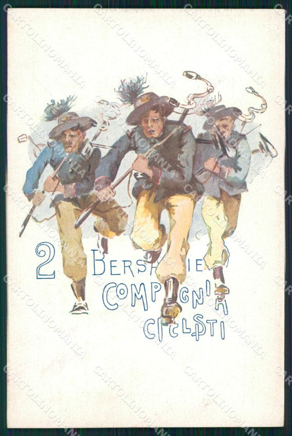 Militari II Reggimento Bersaglieri Compagnia Ciclisti cartolina XF1487 – fronte