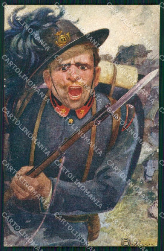 Militari Propaganda WWI Bersaglieri Ballerio cartolina XF1490 – fronte