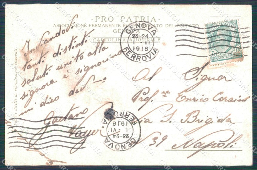 Militari Propaganda WWI Fanteria Bersaglieri Genova Vaccaro cartolina XF1500 – retro