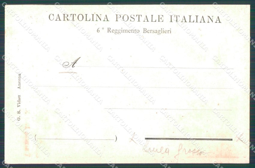 Militari VI Reggimento Bersaglieri 995/1000 cartolina XF1505 – retro