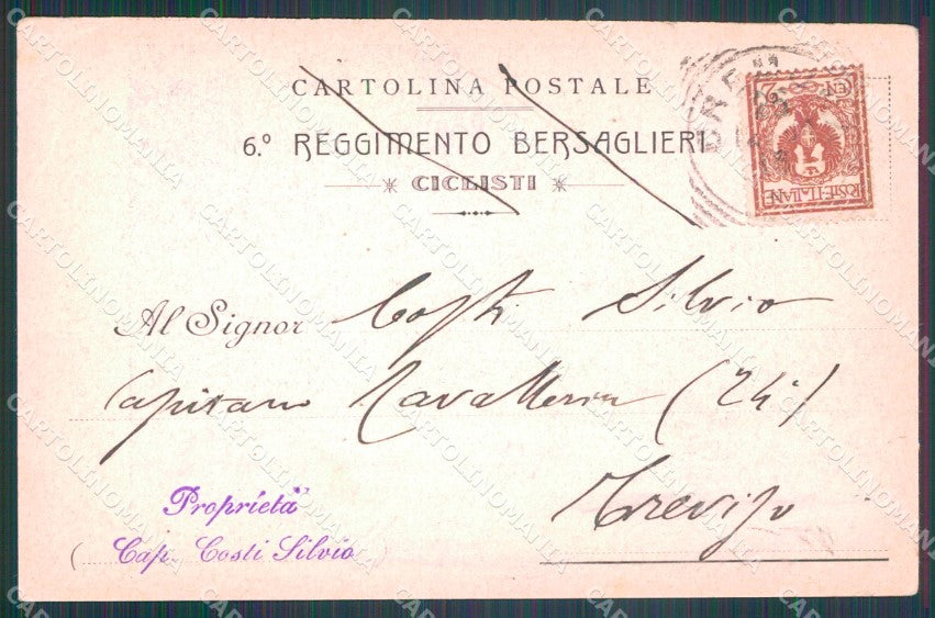 Militari VI Reggimento Bersaglieri Nucleo Ciclisti PIEGHINA cartolina XF1509 – retro