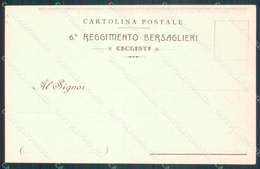 Militari VI Reggimento Bersaglieri Nucleo Ciclisti cartolina XF1510 – retro