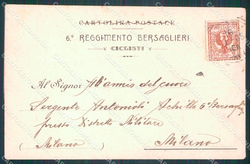 Militari VI Reggimento Bersaglieri Nucleo Ciclisti cartolina XF1511 – retro