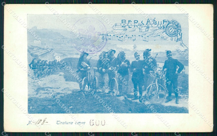 Militari VI Reggimento Bersaglieri Nucleo Ciclisti 108/600 cartolina XF1512 – fronte