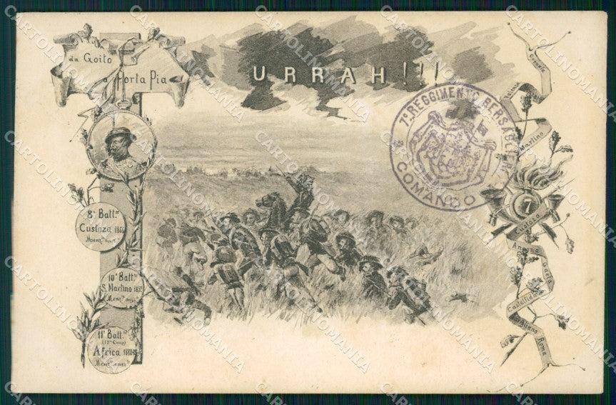Militari VII Reggimento Bersaglieri cartolina XF1521 – fronte