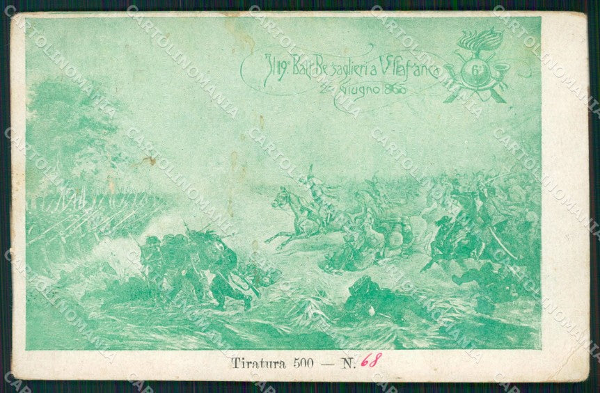 Militari VI Reggimento XIX Batt Bersaglieri Villafranca 68/500 cartolina XF1523 – fronte