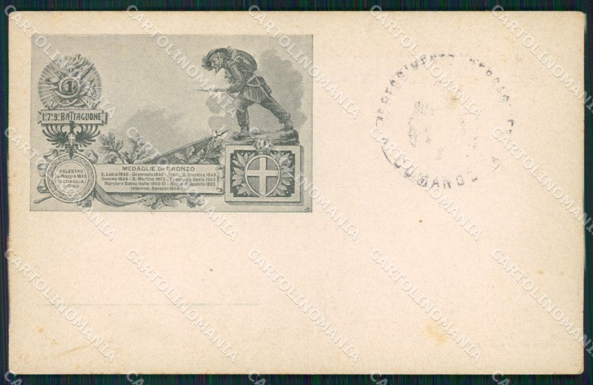 Militari I Reggimento Bersaglieri I VII IX Battaglione cartolina XF1524 – fronte