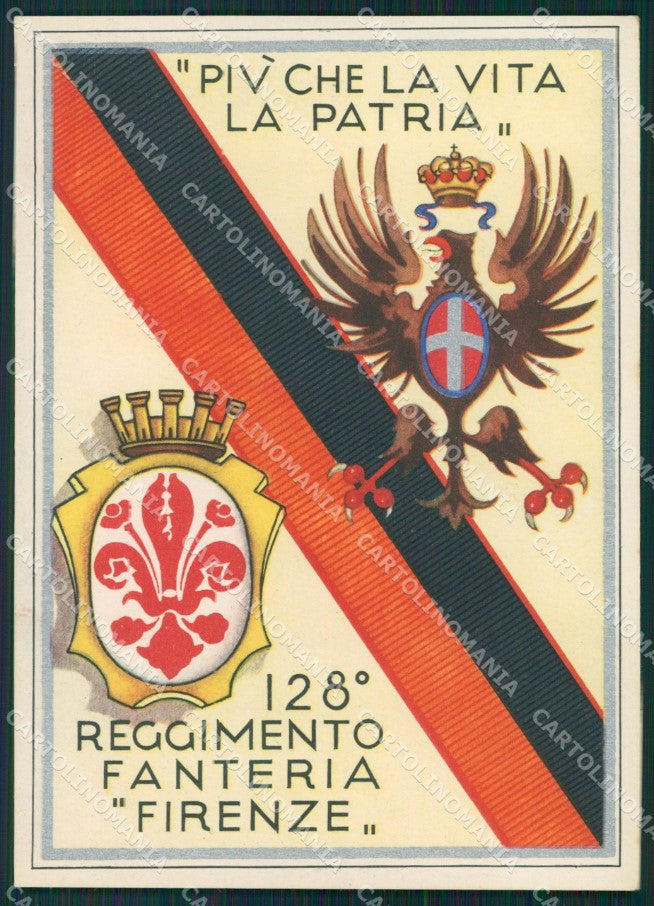 Militari 128º Reggimento Fanteria Firenze Paschetto FG cartolina XF1612 – fronte