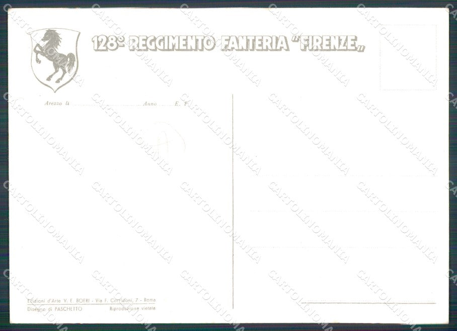 Militari 128º Reggimento Fanteria Firenze Paschetto FG cartolina XF1612 – retro