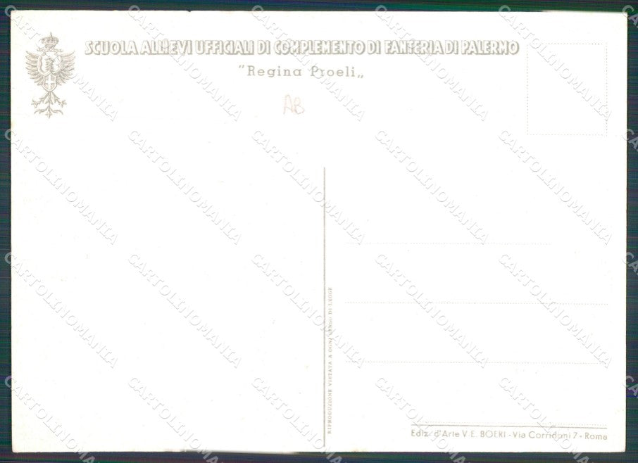 Militari Fascismo Scuola Ufficiali Fanteria Palermo PIEGHINA FG cartolina XF1638 – retro