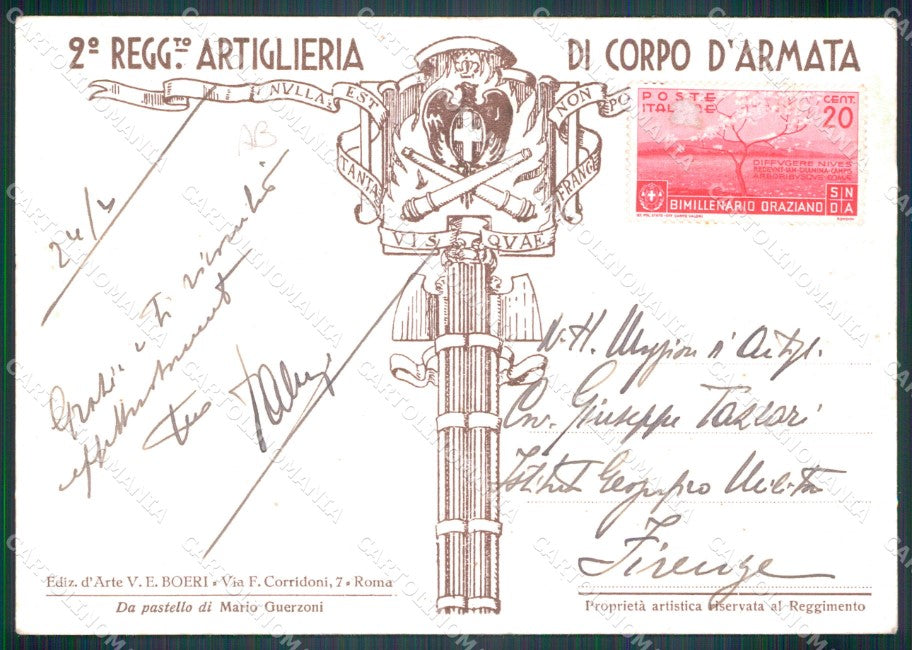 Militari Fascismo II Reggimento Artiglieria Corpo Armata FG cartolina XF1641 – retro