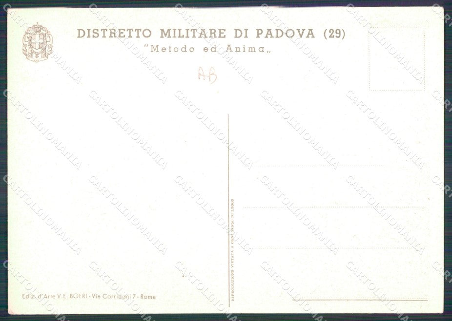Militari Distretto Militare di Padova FG cartolina XF1657 – retro