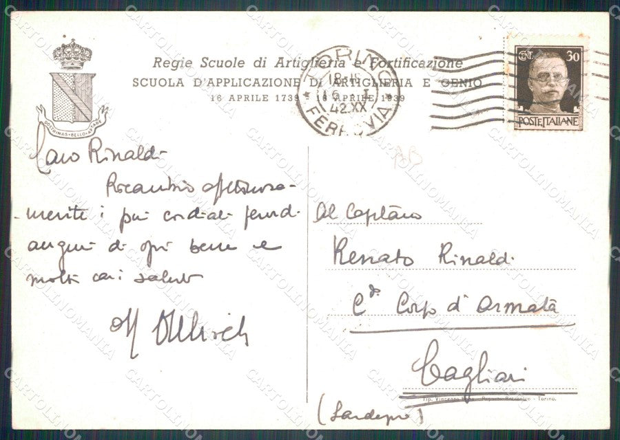Militari Scuola Applicazione Artiglieria Genio Cenni PIEGA FG cartolina XF1658 – retro