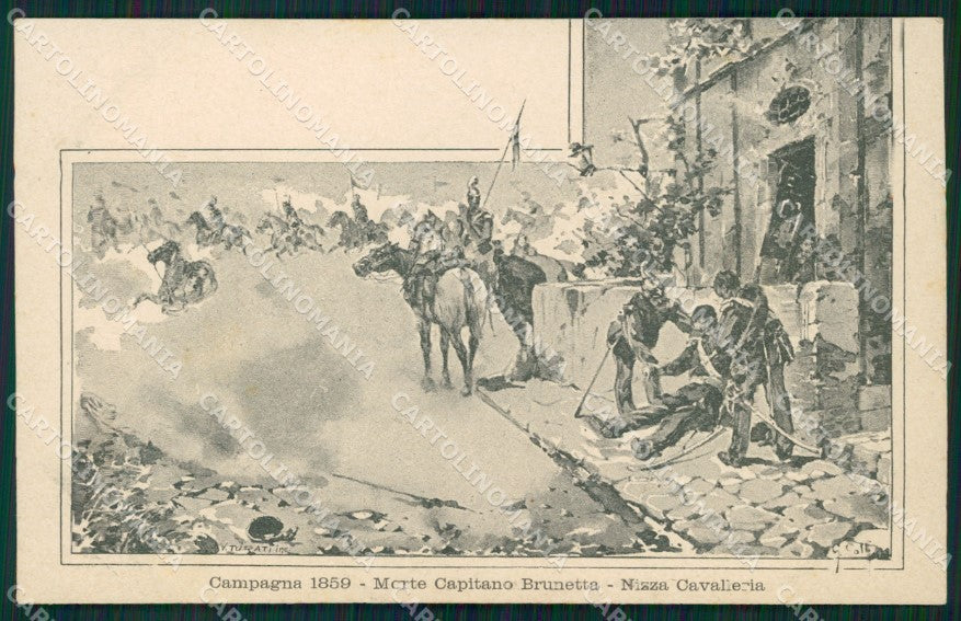 Militari I Reggimento Nizza Cavalleria Borgo Vercelli cartolina XF1802 – fronte