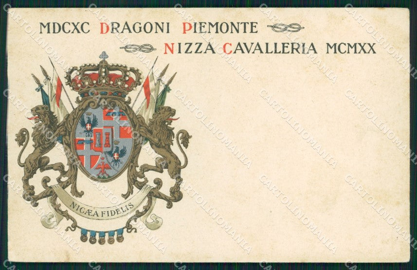 Militari I Reggimento Nizza Cavalleria Dragoni Piemonte cartolina XF1814 – fronte