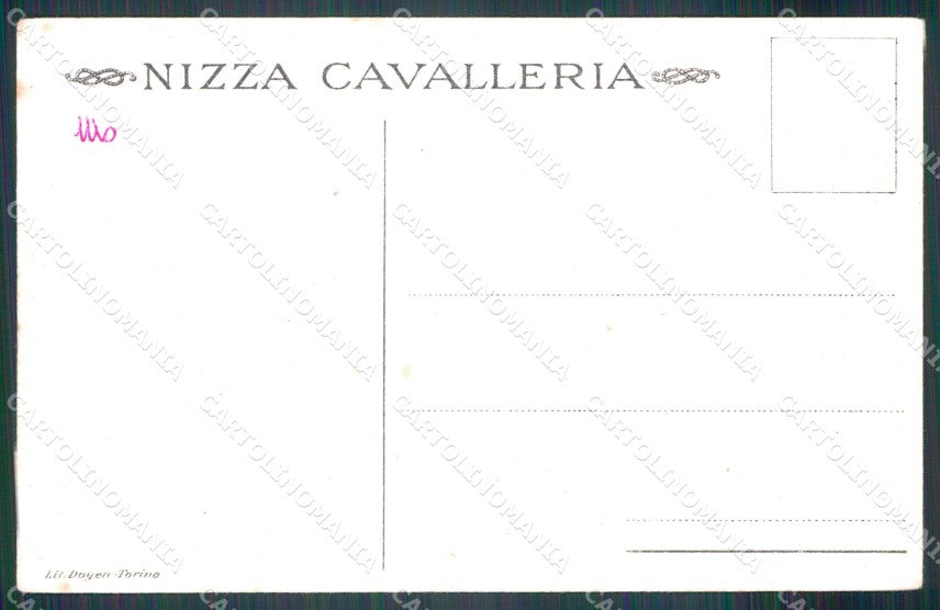 Militari I Reggimento Nizza Cavalleria Dragoni Piemonte cartolina XF1814 – retro