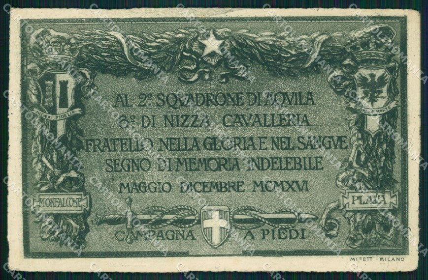 Militari I Reggimento Nizza Cavalleria II Squadrone L'Aquila cartolina XF1816 – fronte