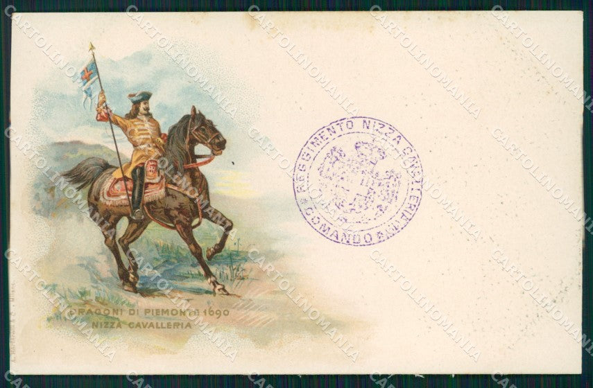 Militari I Reggimento Nizza Cavalleria Dragoni Piemonte cartolina XF1831 – fronte