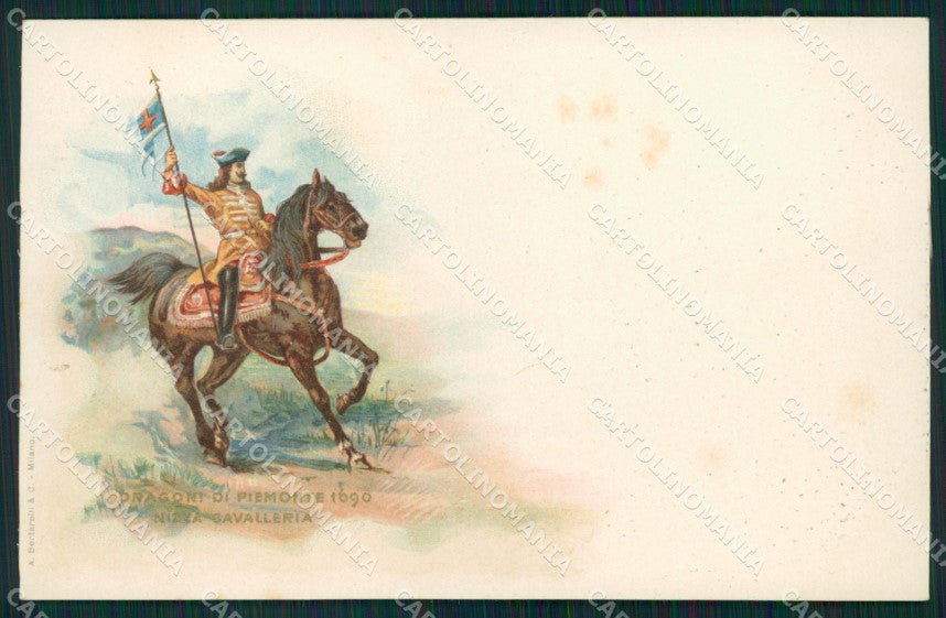 Militari I Reggimento Nizza Cavalleria Dragoni Piemonte cartolina XF1832 – fronte