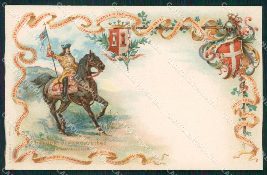 Militari I Reggimento Nizza Cavalleria Dragoni Piemonte cartolina XF1833 – fronte