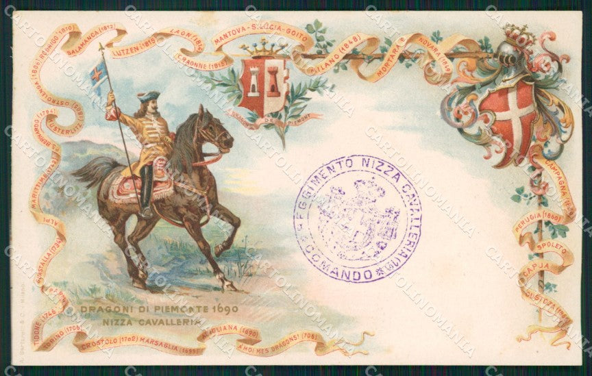Militari I Reggimento Nizza Cavalleria Dragoni Piemonte cartolina XF1834 – fronte