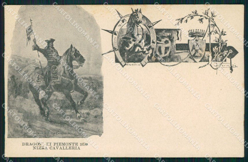 Militari I Reggimento Nizza Cavalleria Dragoni Piemonte cartolina XF1838 – fronte