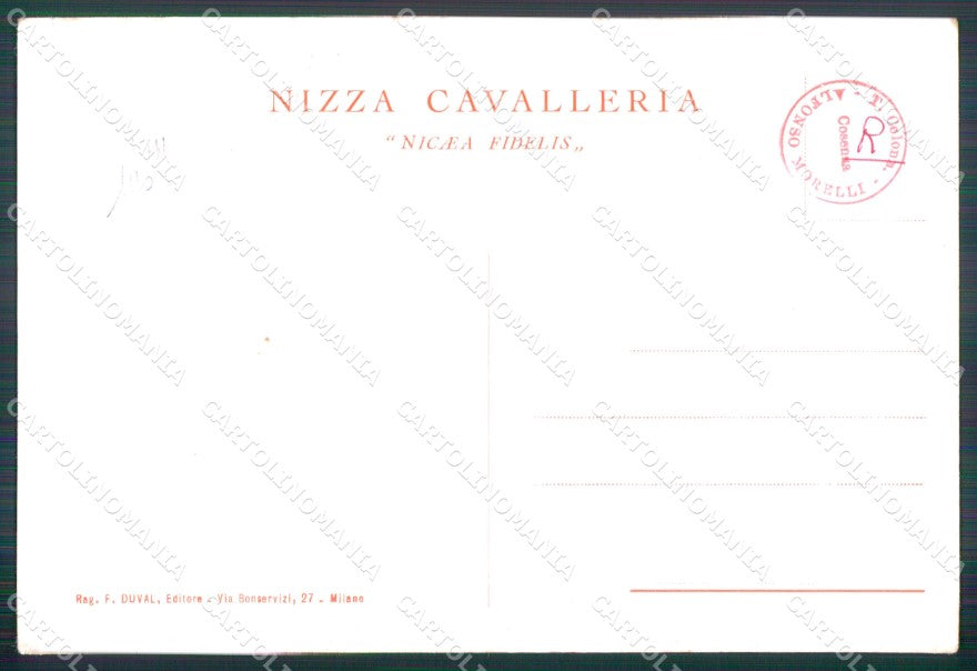 Militari Reggimentali I Reggimento Nizza Cavalleria Cenni Duval cartolina XF1843 – retro