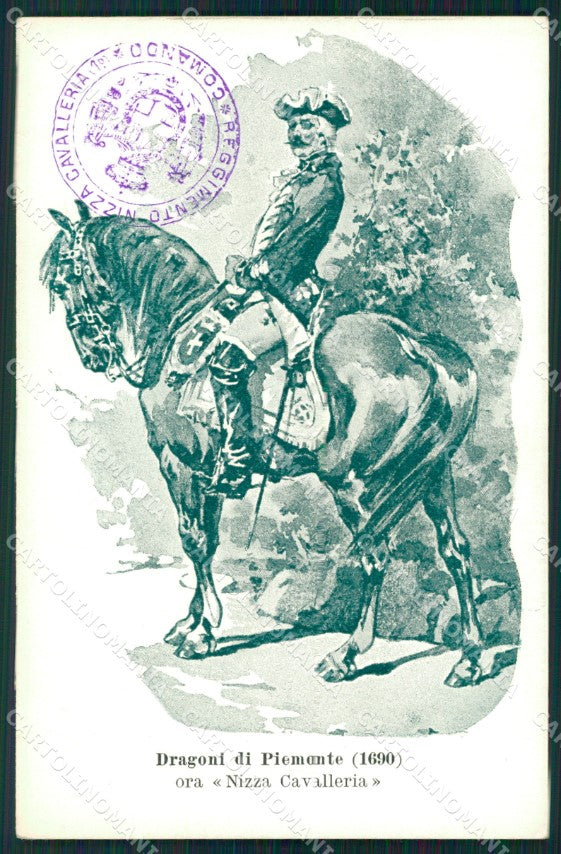 Militari Reggimentali I Reggimento Nizza Cavalleria Uniforme cartolina XF1846 – fronte