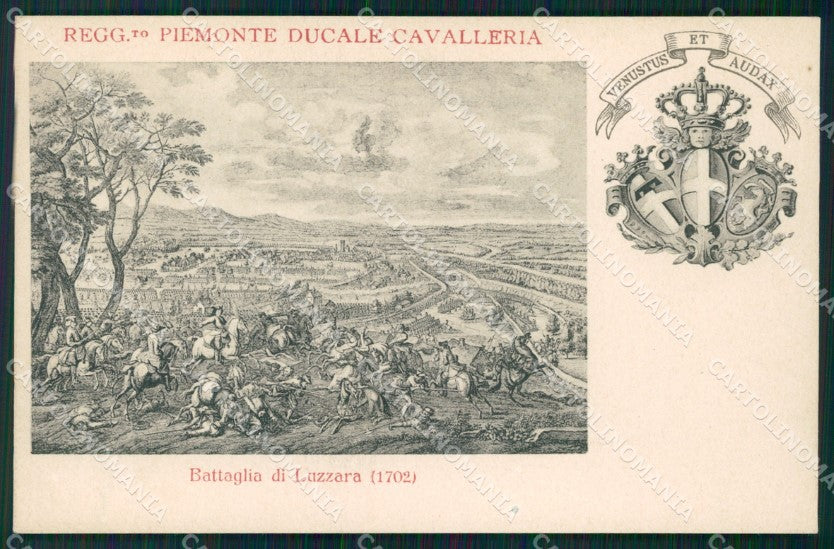 Militari II Reggimento Piemonte Cavalleria Battaglia Luzzara cartolina XF1852 – fronte