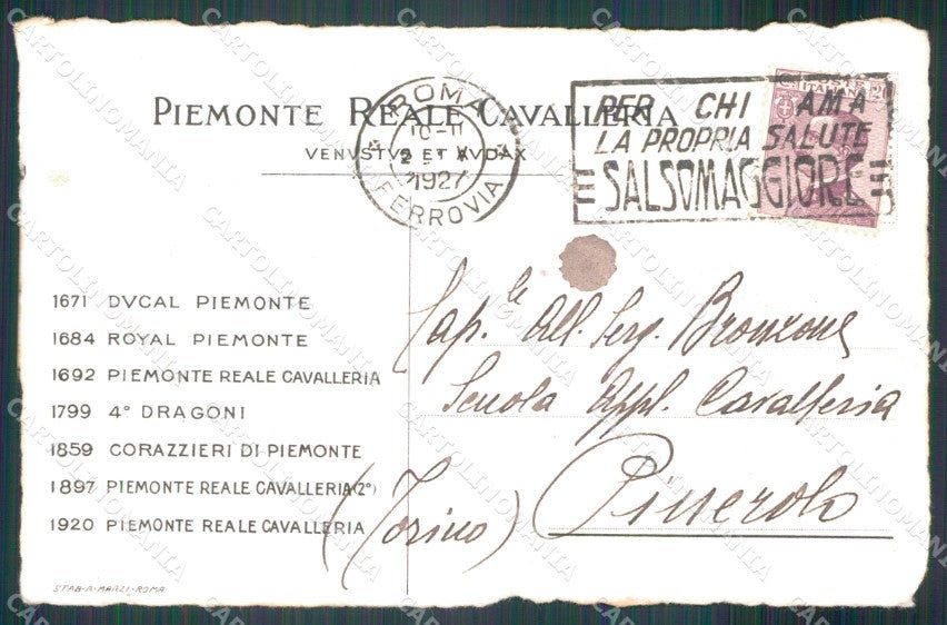 Militari II Reggimento Piemonte Cavalleria Pastrengo Sforzesca cartolina XF1853 – retro
