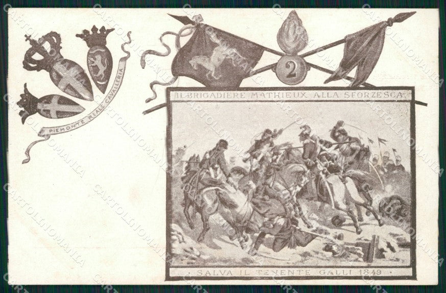 Militari II Reggimento Piemonte Cavalleria Vigevano Sforzesca cartolina XF1862 – fronte