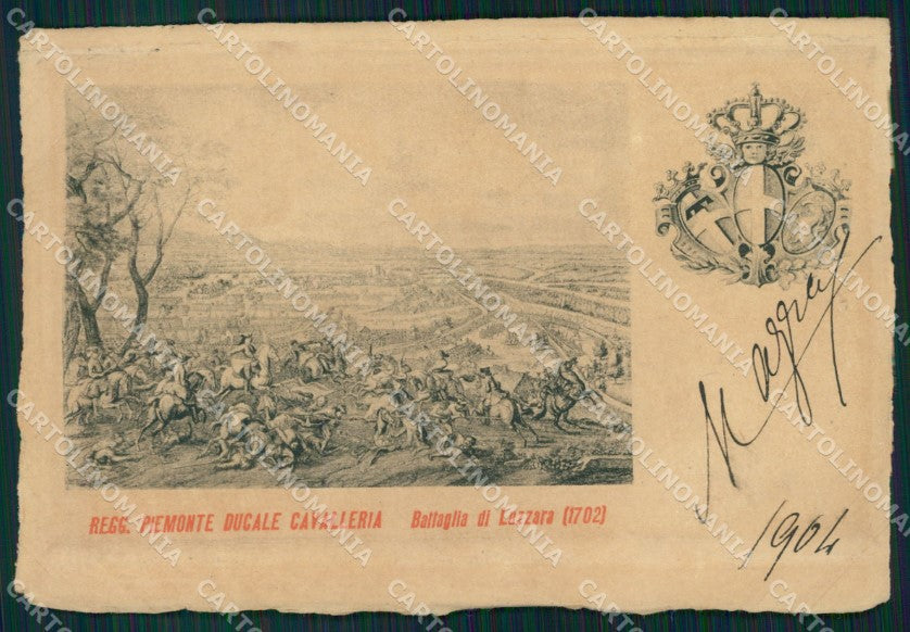 Militari II Reggimento Piemonte Cavalleria Battaglia Luzzara cartolina XF1878 – fronte