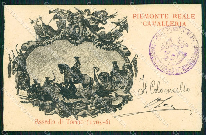 Militari II Reggimento Piemonte Cavalleria Assedio di Torino cartolina XF1893 – fronte