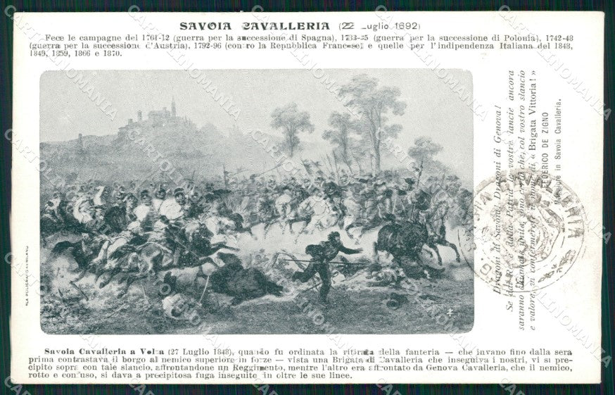 Militari III Reggimento Savoia Cavalleria Volta Mantovana cartolina XF1914 – fronte