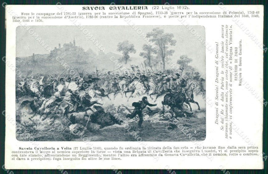 Militari III Reggimento Savoia Cavalleria Volta Mantovana cartolina XF1915 – fronte
