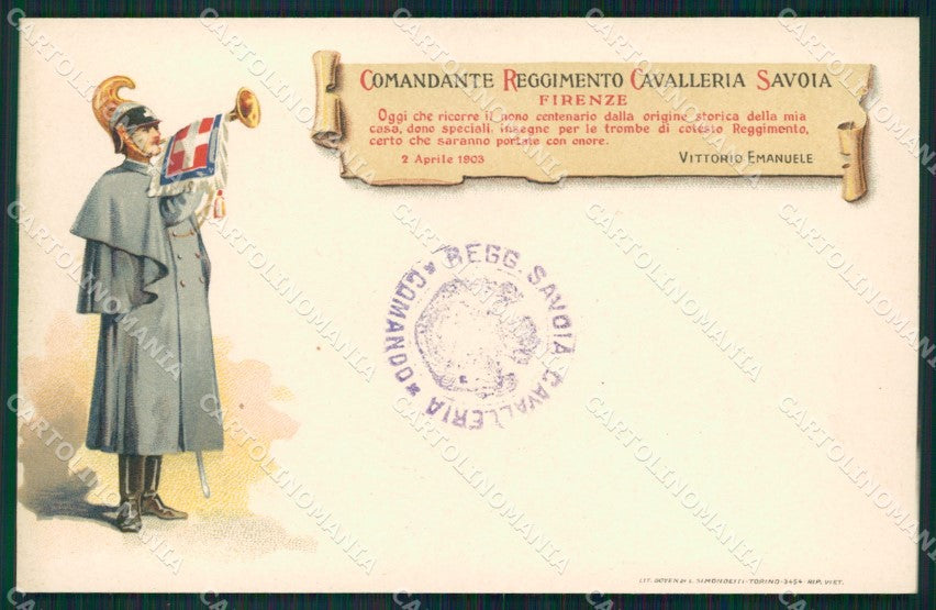 Militari Reggimentali III Reggimento Cavalleria Firenze 1903 cartolina XF1920 – fronte