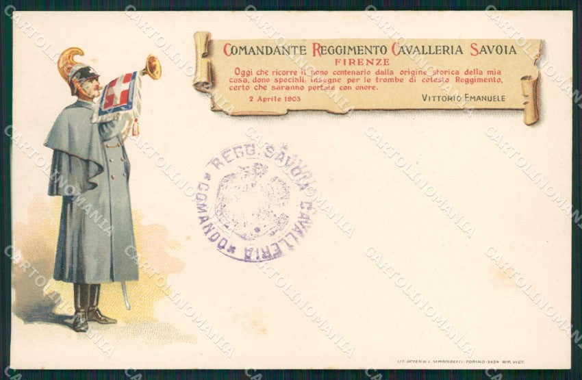 Militari Reggimentali III Reggimento Cavalleria Firenze 1903 cartolina XF1921 – fronte