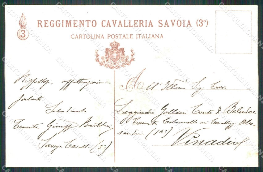 Militari Reggimentali III Reggimento Cavalleria Firenze 1903 cartolina XF1921 – retro