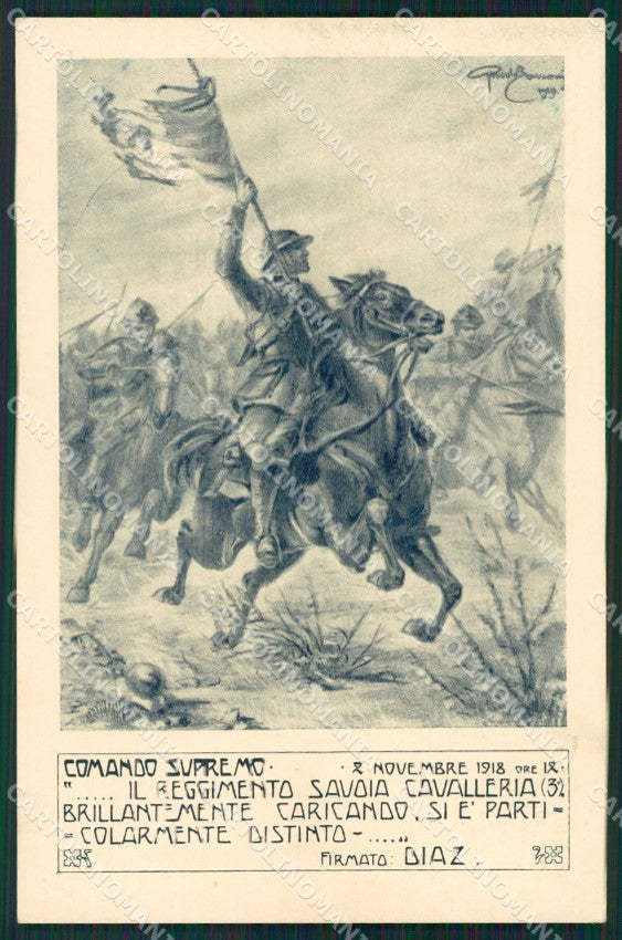 Militari III Reggimento Cavalleria Tagliamento Udine Martino cartolina XF1926 – fronte
