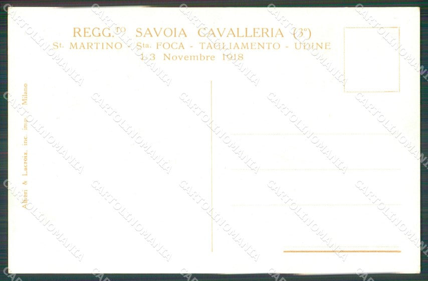 Militari III Reggimento Cavalleria Tagliamento Udine Martino cartolina XF1926 – retro