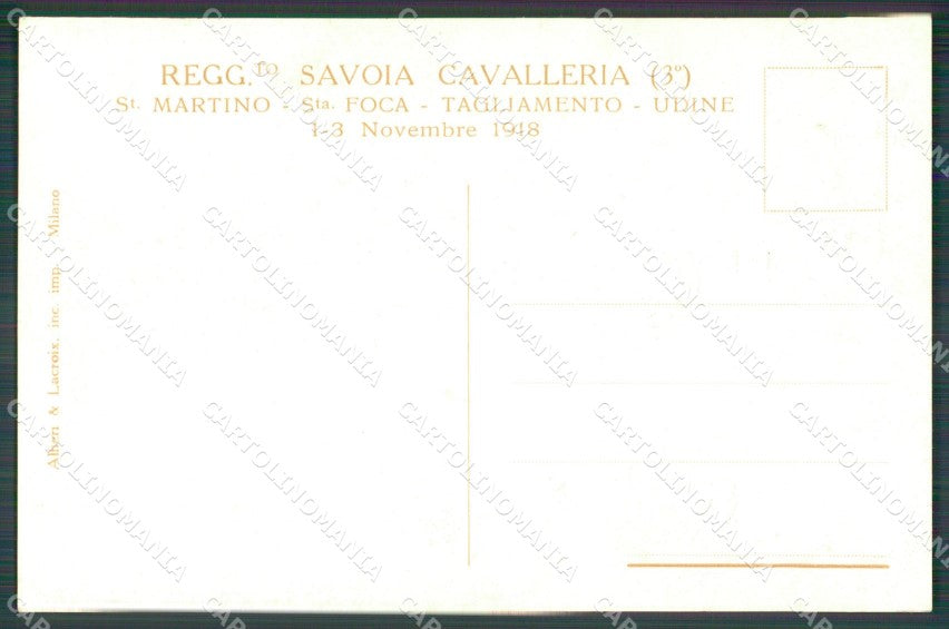 Militari III Reggimento Cavalleria Tagliamento Udine Martino cartolina XF1927 – retro