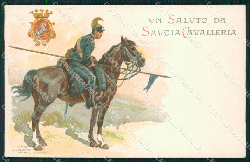 Militari Reggimentali III Reggimento Savoia Cavalleria cartolina XF1942 – fronte