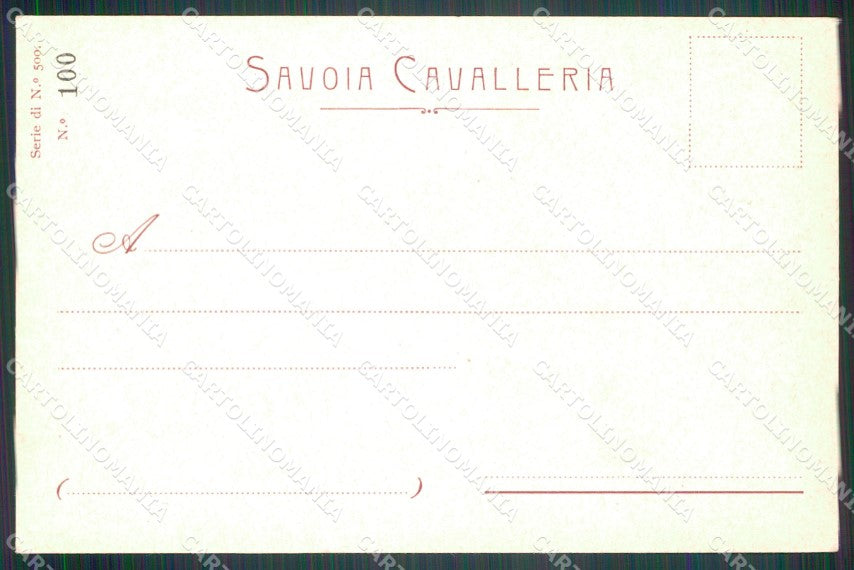Militari III Reggimento Cavalleria Conte Piossasco 100/500 cartolina XF1945 – retro