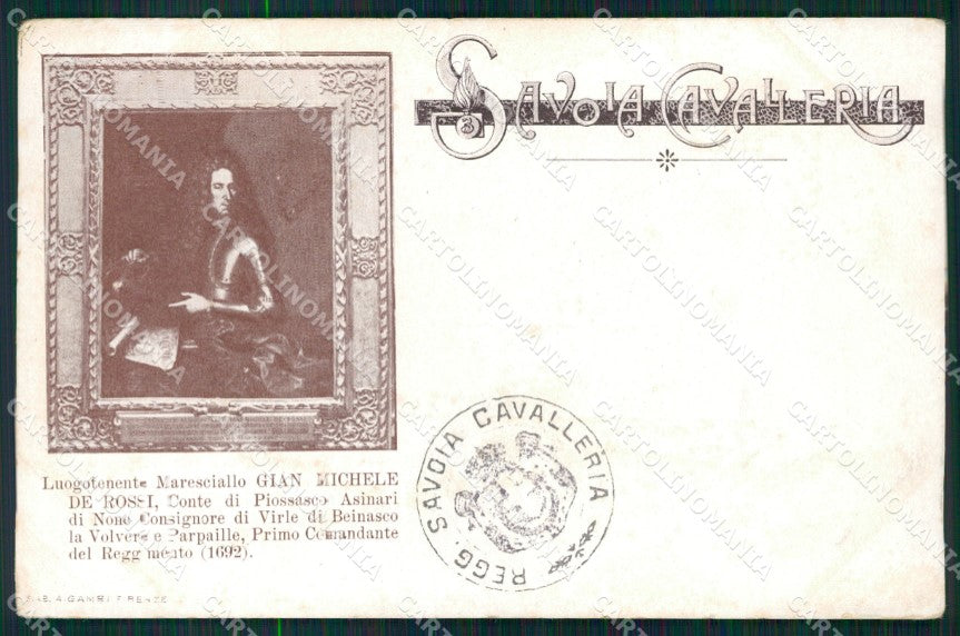 Militari III Reggimento Savoia Cavalleria Conte di Piossasco cartolina XF1947 – fronte