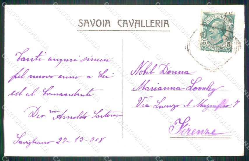 Militari III Cavalleria IV Squadrone Pattuglia 1 Savigliano cartolina XF1953 – retro