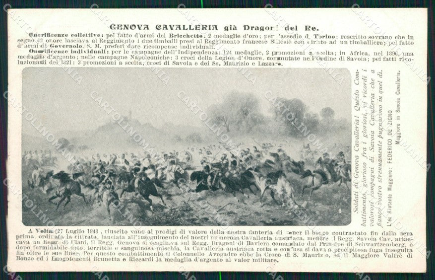 Militari IV Reggimento Genova Cavalleria Volta Mantovana cartolina XF1967 – fronte