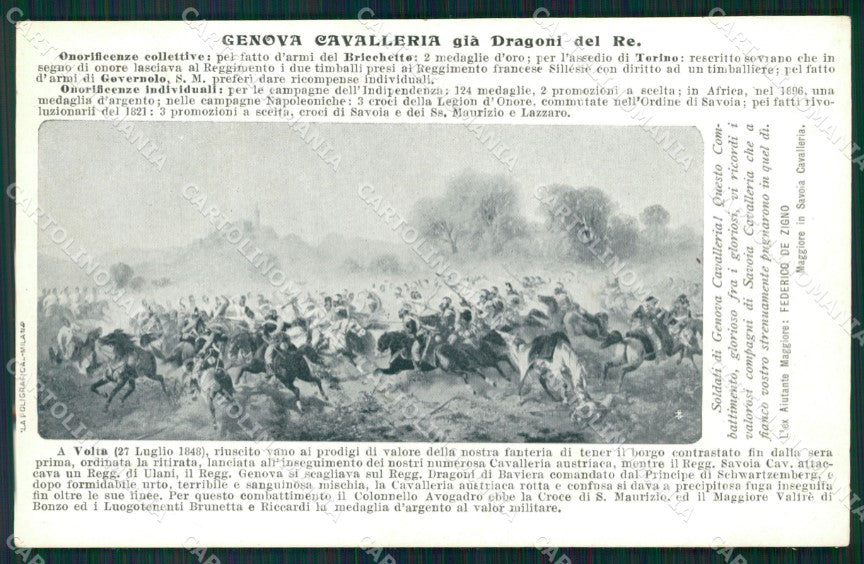 Militari IV Reggimento Genova Cavalleria Volta Mantovana cartolina XF1968 – fronte