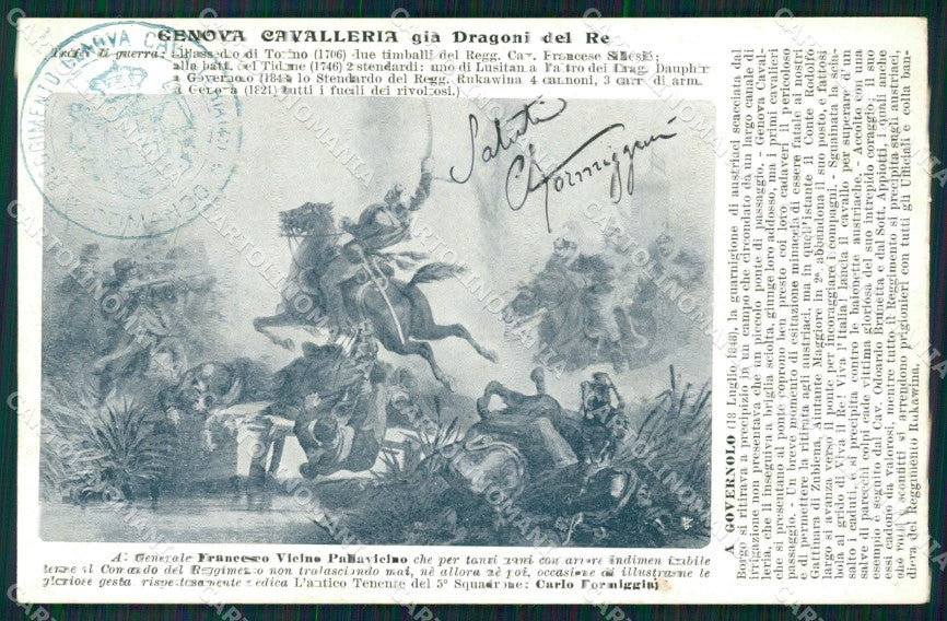 Militari Reggimentali IV Reggimento Genova Cavalleria Governolo cartolina XF1973 – fronte