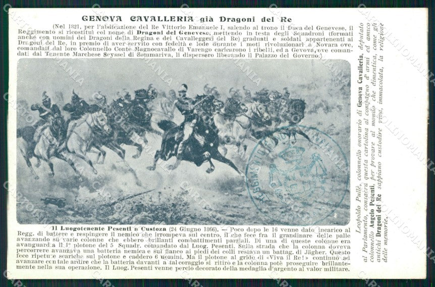 Militari Reggimentali IV Reggimento Genova Cavalleria Custoza cartolina XF1974 – fronte